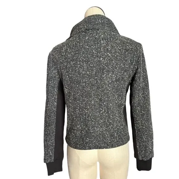 Splendid Womens Size Small Moto Coat biker jacket Gray Black Mock Neck NWT - Picture 4 of 13